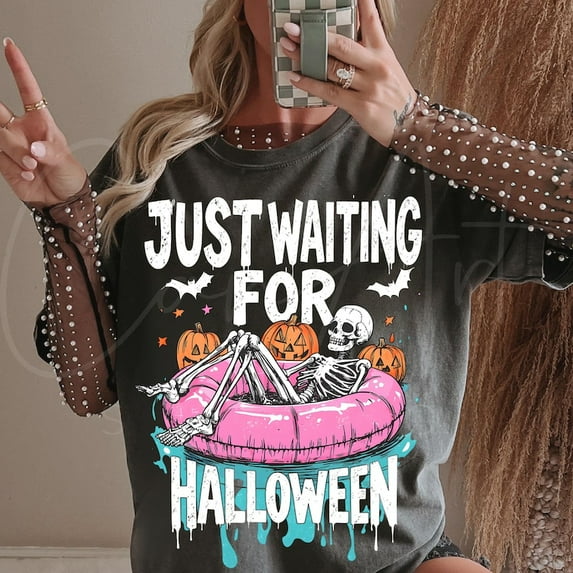 Just Waiting For Halloween Shirt, Summer Halloween Shirt, Funny Floating Beach TH140639