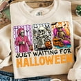 thumbnail image 1 of Just Waiting for Halloween Sweatshirt, Summerween Sweatshirt, Skeleton Woman Summerween Sweatshirt, Funny Spooky Summer Halloween Sweatshirt , Skeleton Summer Sweatshirt, 1 of 5