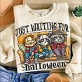 thumbnail image 1 of Just Waiting for Halloween Shirt, Halloween Raccoon Clipart Sweatshirt, Halloween Raccoon Sublimation Shirt, Raccoon Goose Halloween Shirt, 1 of 5