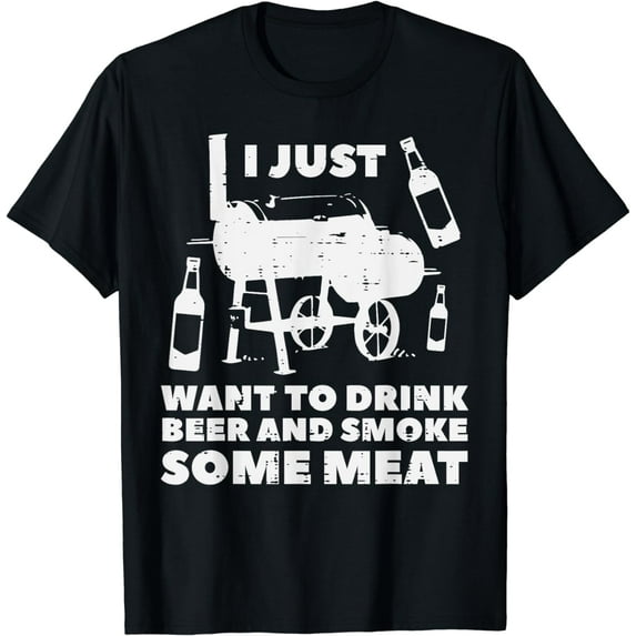 Just Want To Grill Some Meat Fun Bbq Barbecue Grill Dad Men T-Shirt