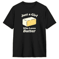 thumbnail image 1 of Just Who Loves Butter Vintage Graphic Tee for Women, Food Funny Cotton Short Sleeves T-Shirt, 1 of 6