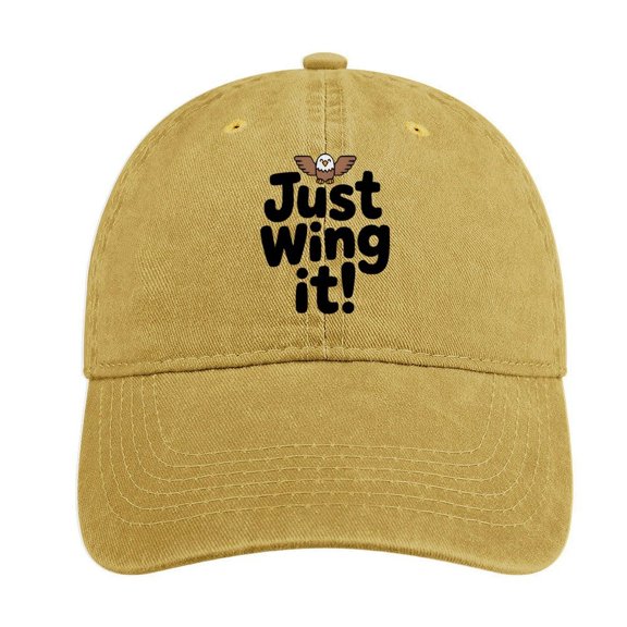 Just Wing It Sand Colour Baseball Cap for Men Women, Adjustable Snapback Hats Cotton Hat