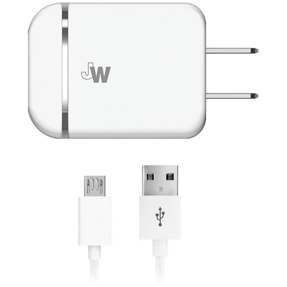 Just Wireless Dual USB AC Charger 17W 3.4Amp w/Micro-USB Charge Cable White