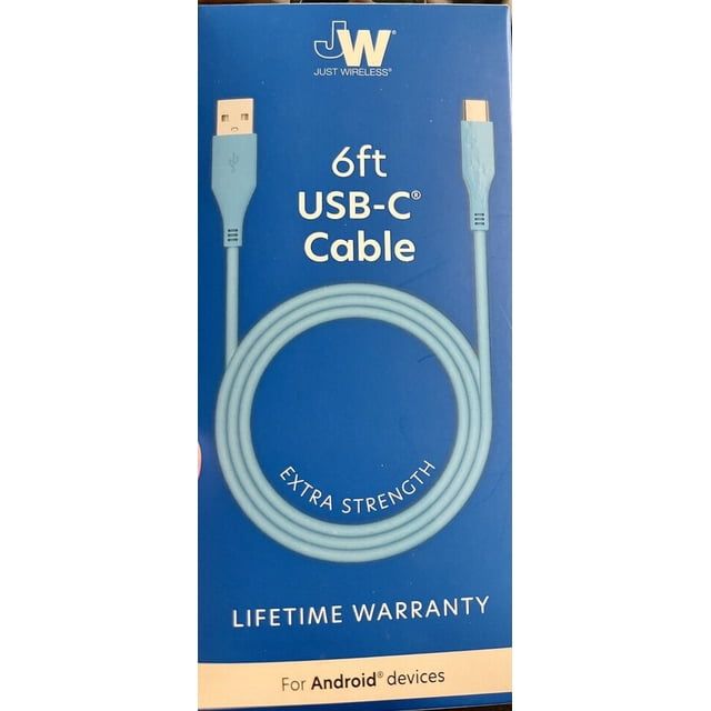 Just Wireless Durable 6 Ft. USB A to USB C Charging Cable Extra ...