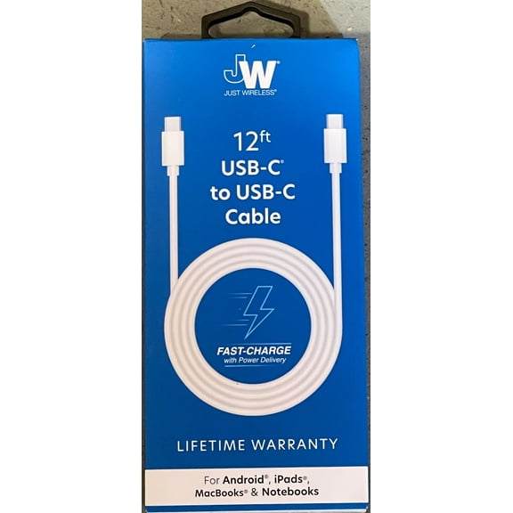 Just Wireless USB-C to USB-C PVC Cable - White