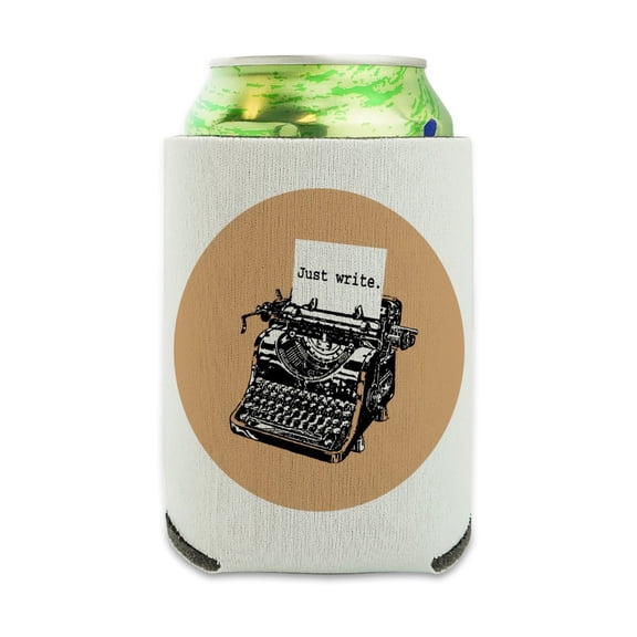 Just Write Antique Typewriter Writer Author Can Cooler - Drink Sleeve Hugger Collapsible Insulator - Beverage Insulated Holder