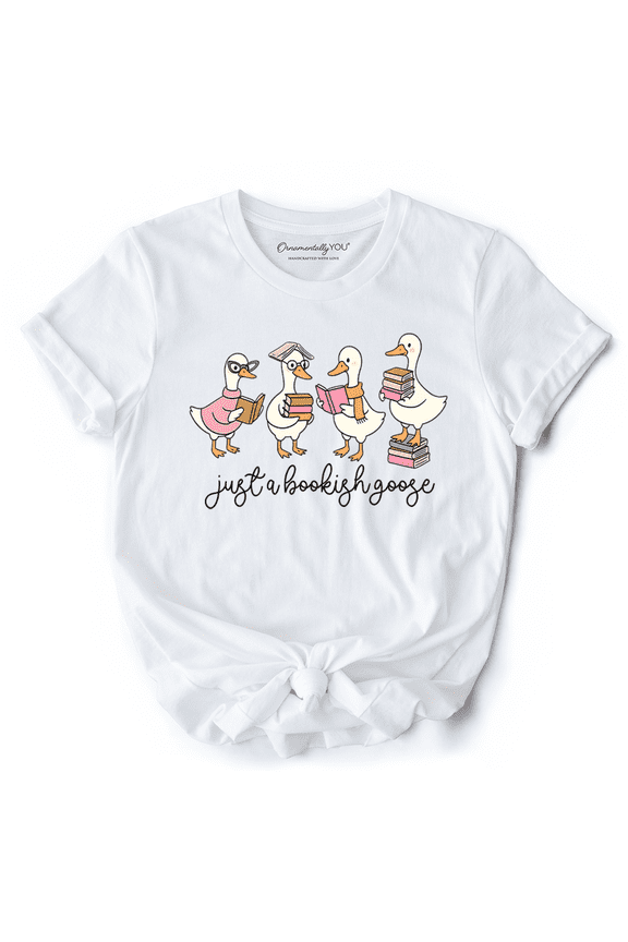 Just a Bookish Goose T-Shirt, Funny Nerdy Book Readers Tee for Bookworms