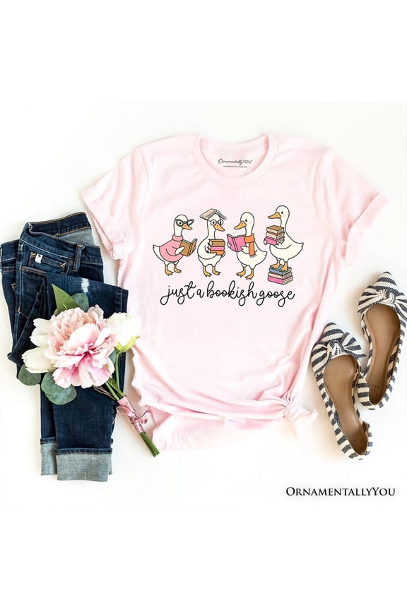 Just a Bookish Goose T-Shirt, Funny Nerdy Book Readers Tee for Bookworms