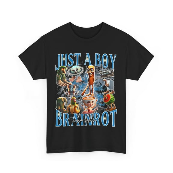 Just a Boy Who Love Brainrot T-Shirt, Brainrot Italian Meme Funny Shirt