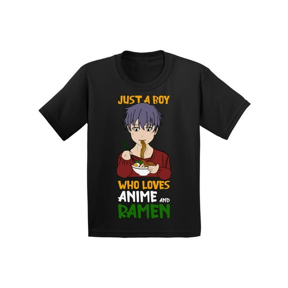 Just a Boy Who Loves Anime and Ramen T-Shirt for Kids Anime Boys Tees Humor Youth Shirt Japanese Kawaii