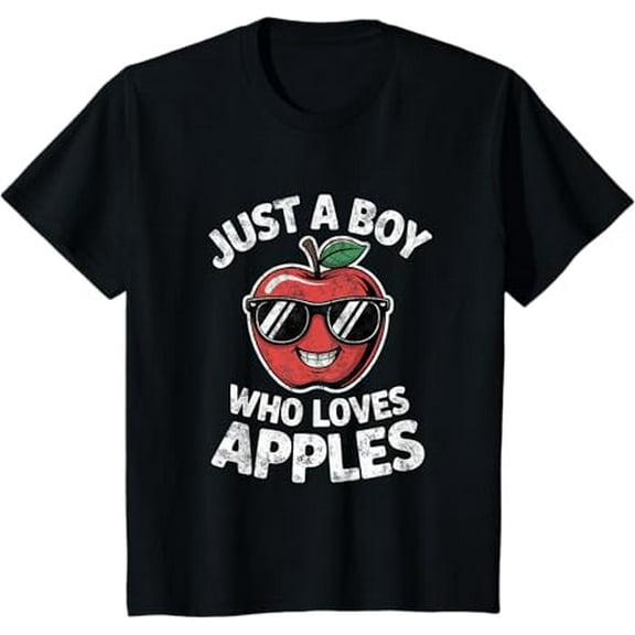 Just a Boy Who Loves Apple Teen Boys Toddler Kid T-Shirt