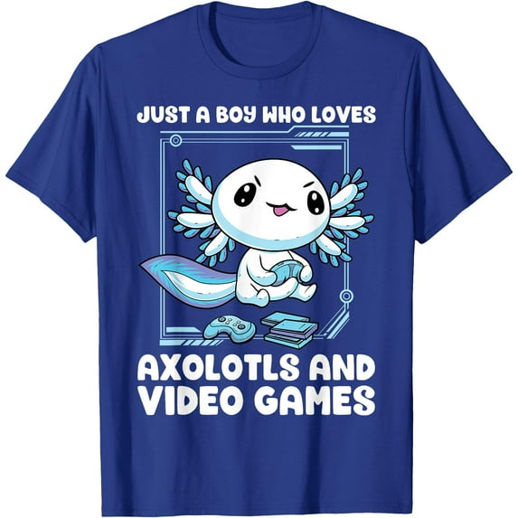 Just a Boy Who Loves Axolotls and Video Games Gamesolotl Softstyle Unisex T-Shirt,Royal Blue Color,Size YXL