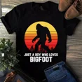 thumbnail image 1 of Just a Boy Who Loves Bigfoot The Retro Vintage Themed For A Unisex T-Shirt, up to 5XL, 1 of 2