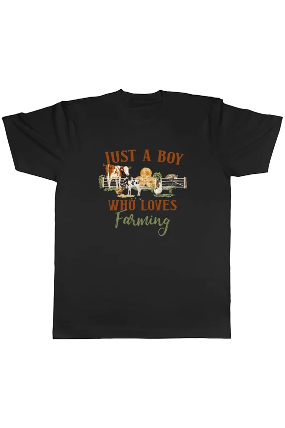 Just a Boy Who Loves Farming Mens T-Shirt Tee Gift Top