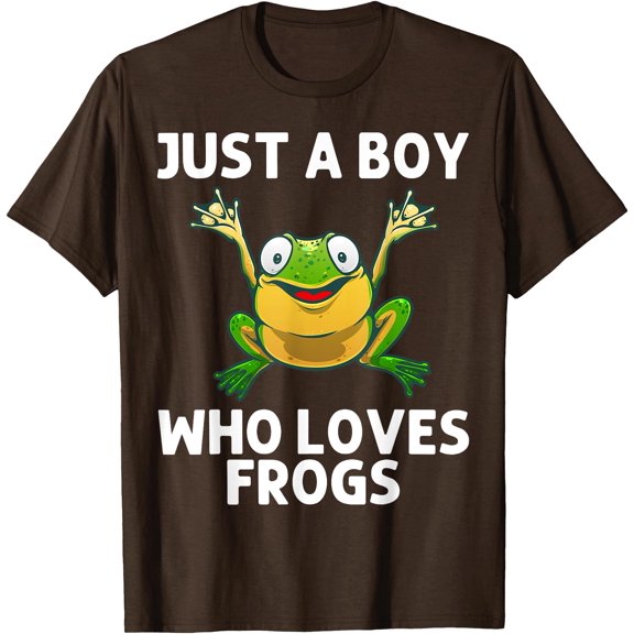 Just a Boy Who Loves Frogs Amphibian Lover Unisex T-Shirt for Men Women Kids,Dark Chocolate Color,Size M