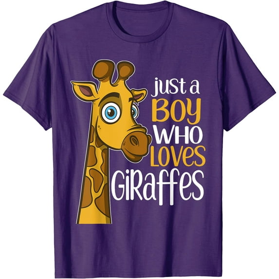 Just a Boy Who Loves Giraffes Funny Giraffe Gift Softstyle Unisex T-Shirt,Purple Color,Size M