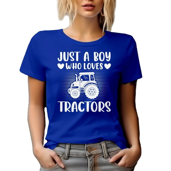 Just a Boy Who Loves Tractors - Tractor Driver or Farm Machinery Operator, Royal Blue T-Shirt, Medium