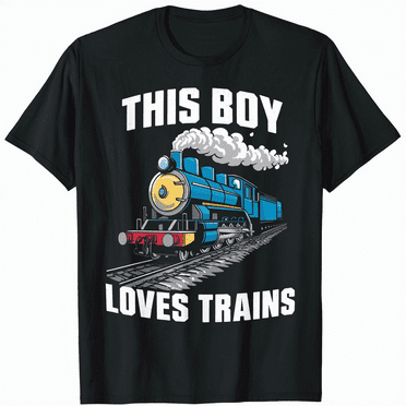 Just a Boy Who Loves Trains Funny T-Shirt Humorous Train Lover Graphic Tee