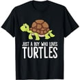 thumbnail image 1 of Just a Boy Who Loves Turtles Funny Turtle T-Shirt, 1 of 5