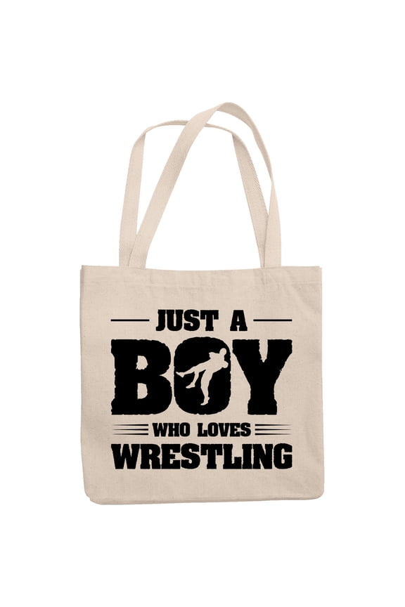 Just a Boy Who Loves Wrestling, Wrestler Fan or Show Enthusiast, 12oz Canvas Tote Bag
