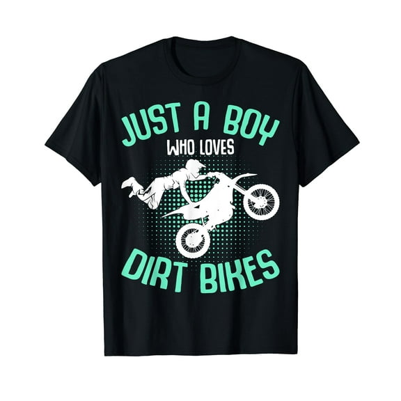 Just a Boy who loves Dirt Bikes Motocross Enduro Dirt Biking T-Shirt Black Tee