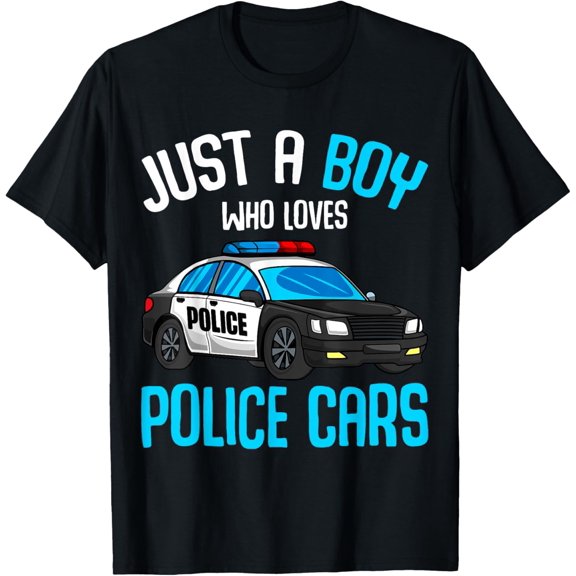 Just a Boy who loves Police Cars Officer Policeman Kids T-Shirt