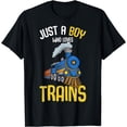 thumbnail image 1 of Just a Boy who loves Trains Locomotive Train Toddler Kids T-Shirt, 1 of 4