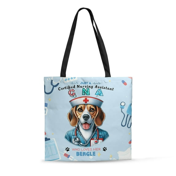 Just a Certified Nursing Assistant Cna Who Loves Her Beagle All Over Print 3D Canvas Tote Bag Beagles Dog Lover Gifts Idea Reusable Handbag - 00003