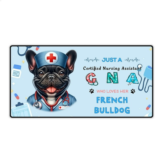 Just a Certified Nursing Assistant Cna Who Loves Her French Bulldog Desk Mat Full Keyboard Mouse Pad Dog Lover Gifts Large Mousepad - 00003