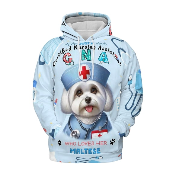 Just a Certified Nursing Assistant Cna Who Loves Her Maltese All Over Print 3D Hoodie Unisex Merch Hoodies Maltese Dog Lover Gifts Idea - 00003