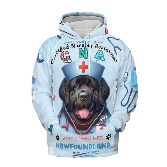 Just a Certified Nursing Assistant Cna Who Loves Her Newfoundland All Over Print 3D Hoodie Unisex Merch Hoodies Newfie Dog Lover Gifts - 00003