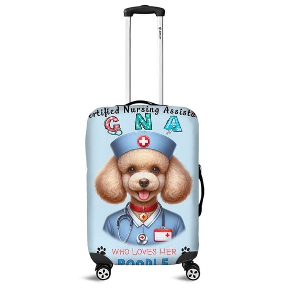 Just a Certified Nursing Assistant Cna Who Loves Her Poodle Travel Luggage Cover Poodles Dog Lover Gifts Idea Suitcase Dust Protective Decor - 00003
