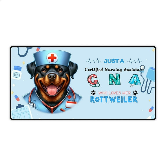 Just a Certified Nursing Assistant Cna Who Loves Her Rottweiler Desk Mat Full Keyboard Mouse Pad Rottie Dog Lover Gifts Idea Large Mousepad - 00003