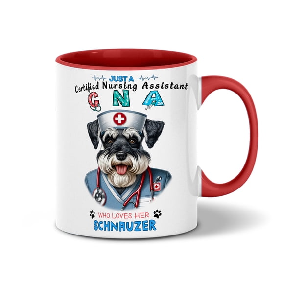 Just a Certified Nursing Assistant Cna Who Loves Her Schnauzer 11oz Accent Two-tone Mug Miniature Schnauzer Dog Lover Coffee Tea Cup - 00003