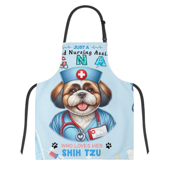 Just a Certified Nursing Assistant Cna Who Loves Her Shih Tzu Apron Lion Dog Lover Gifts for Cooking Grilling Baking Painting Gardening - 00003