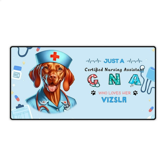 Just a Certified Nursing Assistant Cna Who Loves Her Vizsla Desk Mat Full Keyboard Mouse Pad Vizslas Dog Lover Gifts Idea Large Mousepad - 00003
