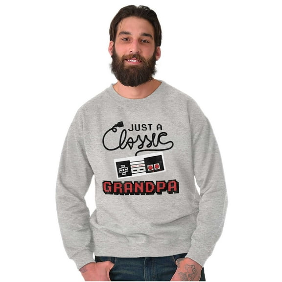 Just a Classic Grandpa Video Gamer Men's Big & Tall Crewneck Sweatshirt Brisco Brands 2X