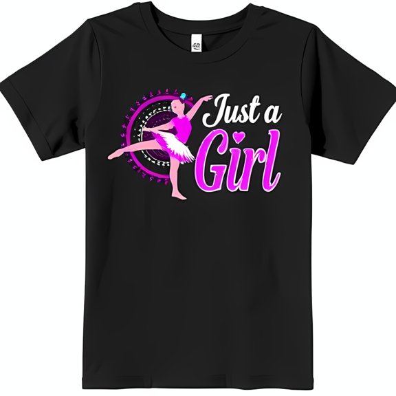 Just a Girl Black T-Shirt with Pink Design Bold Pink Text