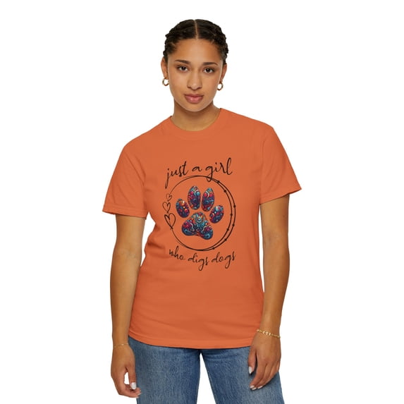 Just a Girl Who Digs Dogs Comfort Colors Cotton Short Sleeve Shirt, S - 4XL