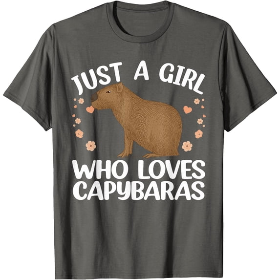 Just a Girl Who Love Capypara Rodent Animal Unisex T-Shirt for Men Women Kids Toddler,Charcoal Color,Size YS