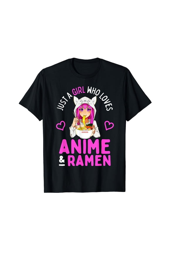 Just a Girl Who Loves Anime and Ramen Bowl Japanese Girls T-Shirt