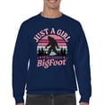 thumbnail image 1 of Just a Girl Who Loves Bigfoot Sweatshirt Sasquatch Fan Cryptid Cute Gift Vintage Sunset Wildlife Camping Crewneck, 1 of 7