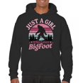 thumbnail image 1 of Just a Girl Who Loves Bigfoot Sweatshirt Sasquatch Fan Cryptid Cute Gift Vintage Sunset Wildlife Camping Hoodie, 1 of 7