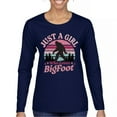 thumbnail image 1 of Just a Girl Who Loves Bigfoot Women's Long Sleeve T-shirt Sasquatch Fan Cryptid Cute Gift Vintage Sunset Wildlife Camping, 1 of 7