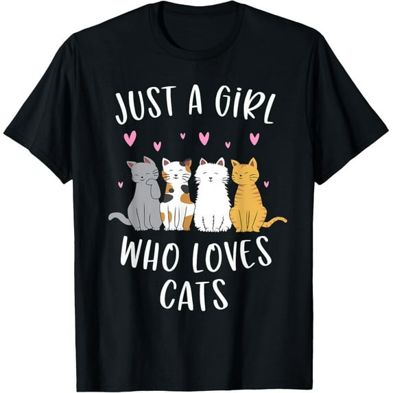 Just a Girl Who Loves Cats T-Shirt Cute Cat Lover Gift for Women and Girls