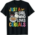 thumbnail image 1 of Just a Girl Who Loves Cereals Breakfast Cornflakes Cereal T-Shirtmen and women can wear, black, white, gifts, 1 of 4