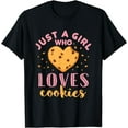 thumbnail image 1 of Just a Girl Who Loves Cookies Chocolate Chip Cookie Heart T-Shirt, 1 of 4