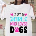 thumbnail image 1 of Just a Girl Who Loves Dogs T-shirts Women Summer Casual Short Sleeved T-shirts Round Neck Tops, 1 of 5