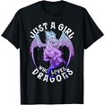 thumbnail image 1 of Just a Girl Who Loves Dragons Art Dragon Women Girl T-Shirt Black 4X-Large, 1 of 4