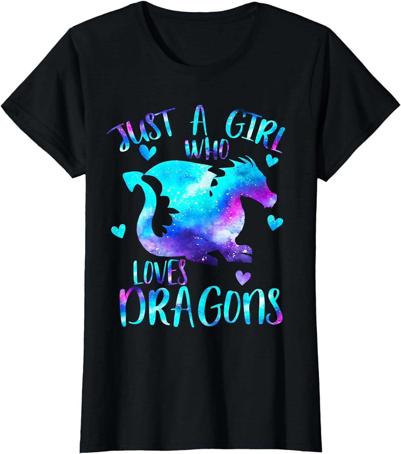 Just a Girl Who Loves Dragons Galaxy Space Dragon Cute Girls T-Shirt ...